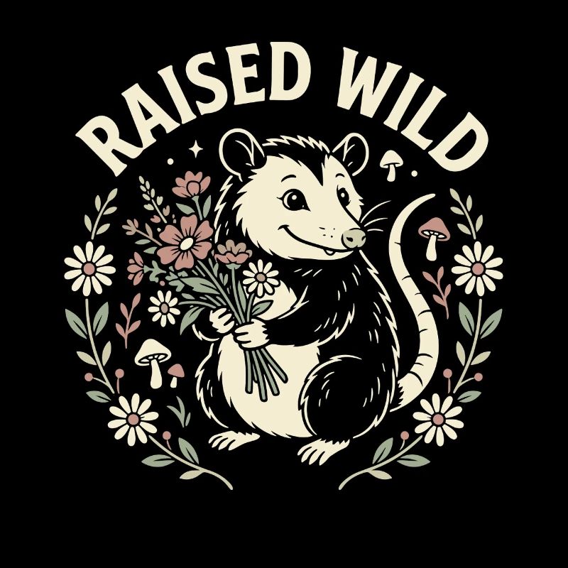 Opossum Blumen Waldkunst
