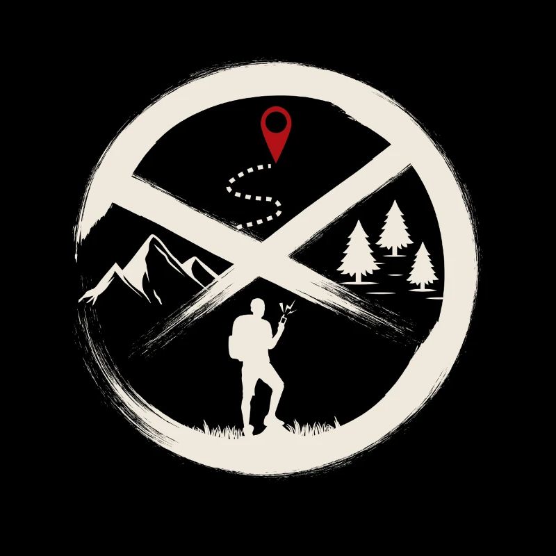 Geocaching Hiker Nature Map Pin Art