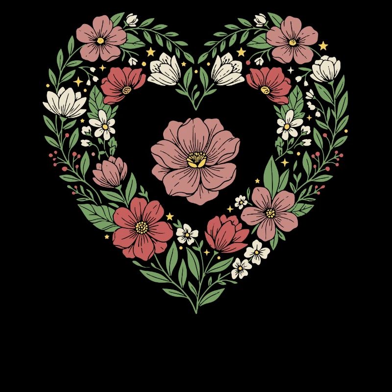 Floral Heart Botanical Bloom Design