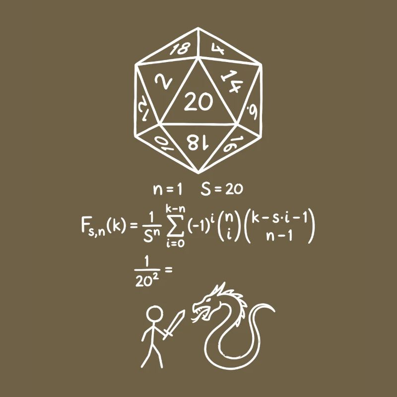 D20 Dice Probability Shirt RPG Nerd Math Geek 