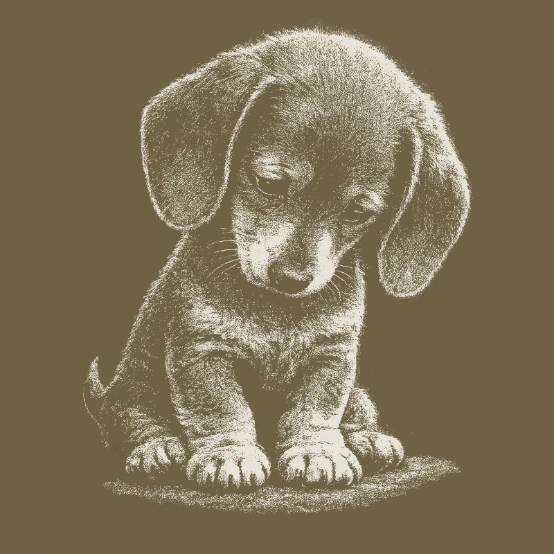 Teckel Chiot mignon, mignon, honte, art triste, triste