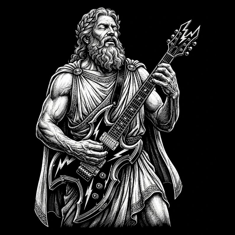 Zeus spielt Gitarre