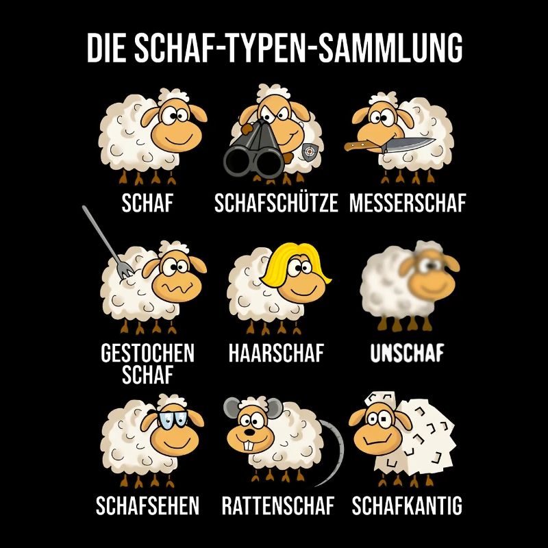 Die Schaf Typen Sammlung Lustiges Wortspiel