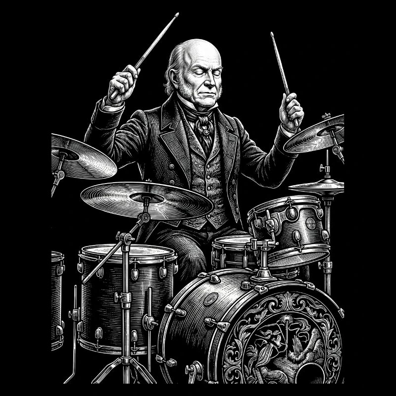 John Quincy Adams plays drums