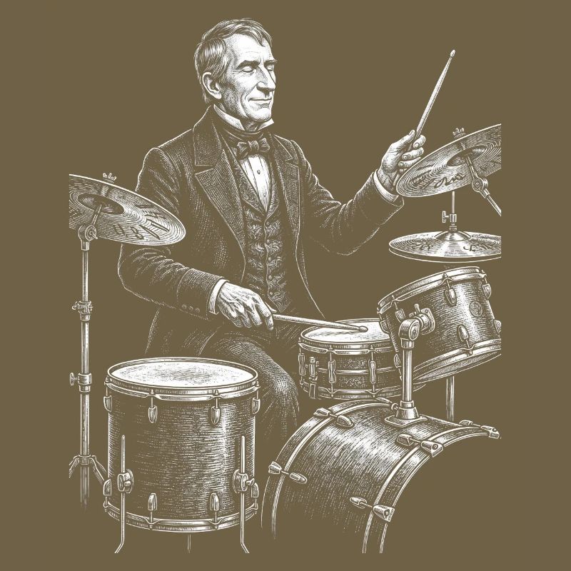 William Henry Harrison plays drums