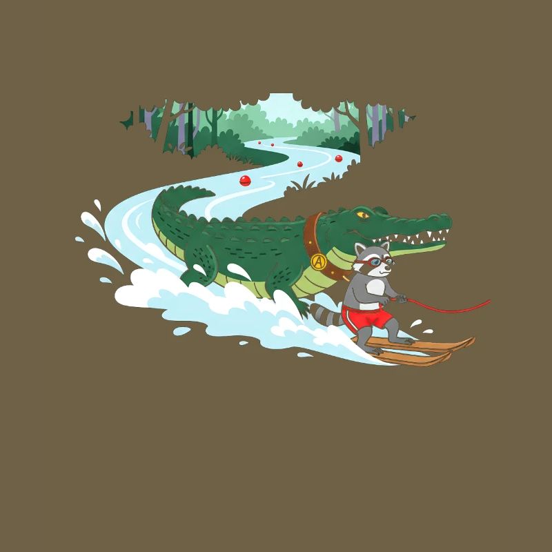 Crocodile Surfeur et Compagnon Chat