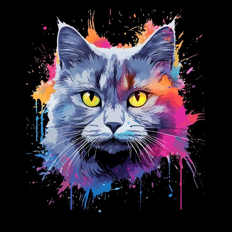 Éclaboussures colorées de chat Chartreux