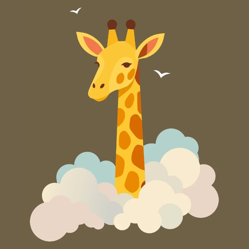 Sanfte Giraffe über den Wolken – Traumhaftes Motiv