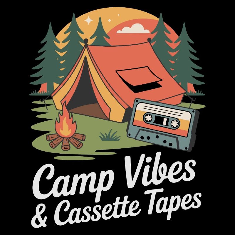 Camp Vibes & Cassette Tapes Retro Art