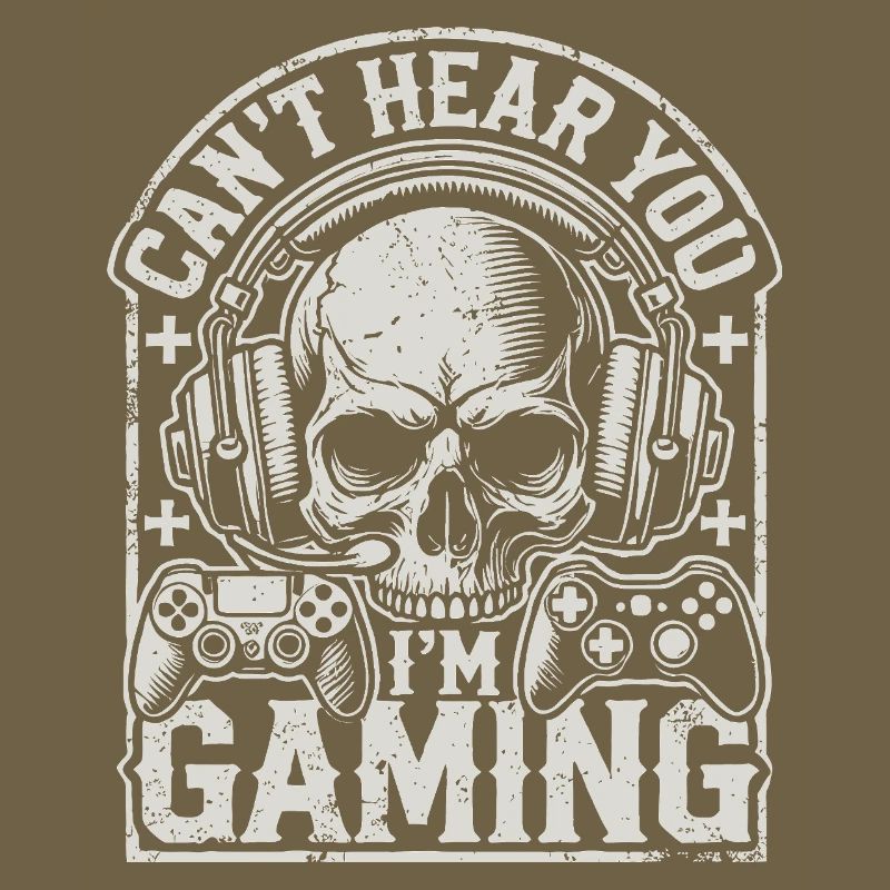 Gaming skull with headset and controllers