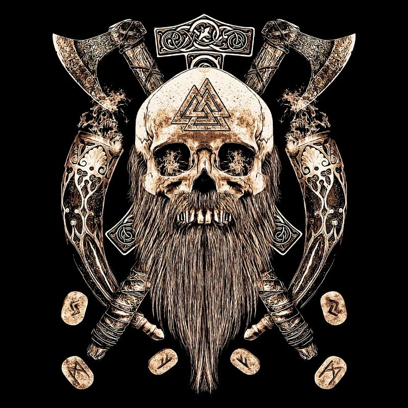 Valhalla Siegel Wikinger Schädel Skelett Goth