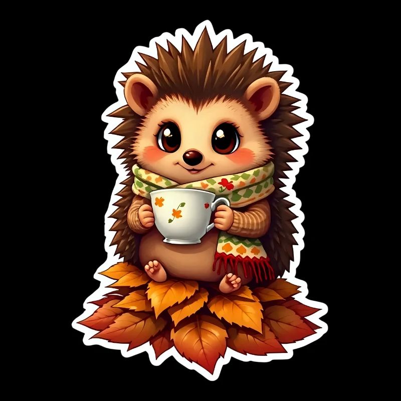 Cozy hedgehog in autumn