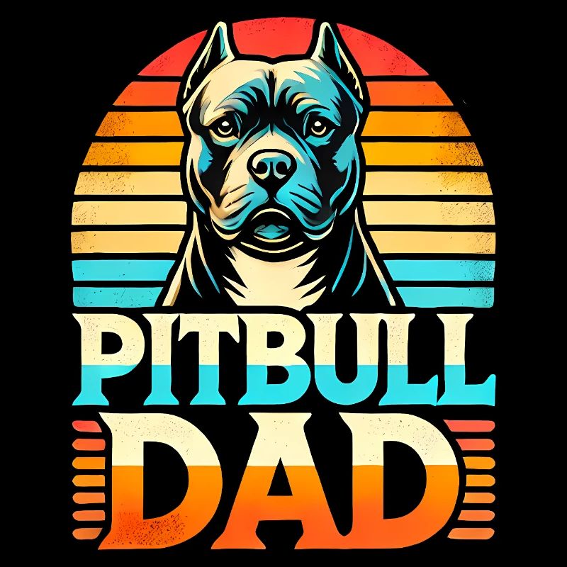 Pitbull Dad Retro Sunset, Dog Father 