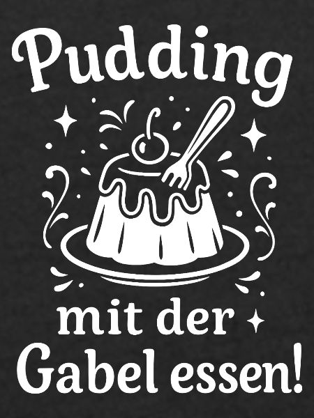 Pudding mit der Gabel Essen