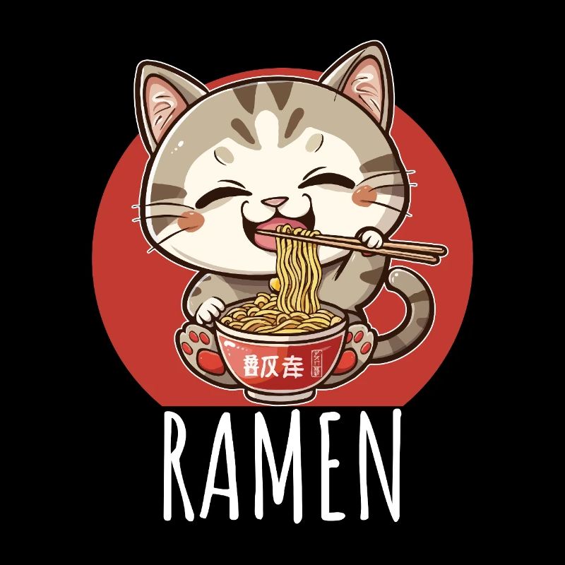 Chat Kawaii Rétro Mange Ramen