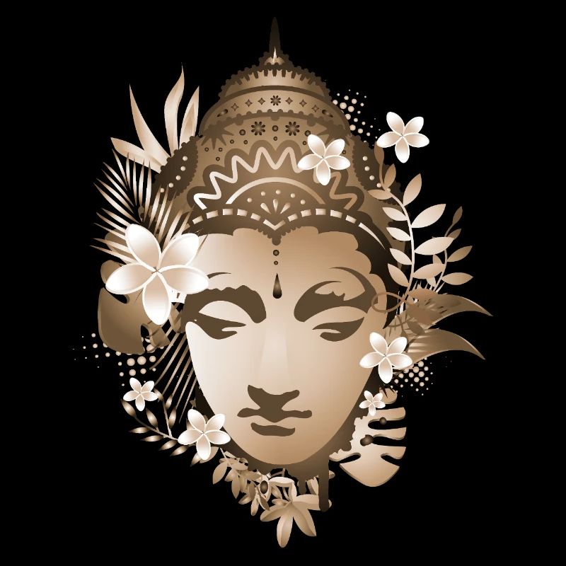 Harmonious Buddha with floral ornaments