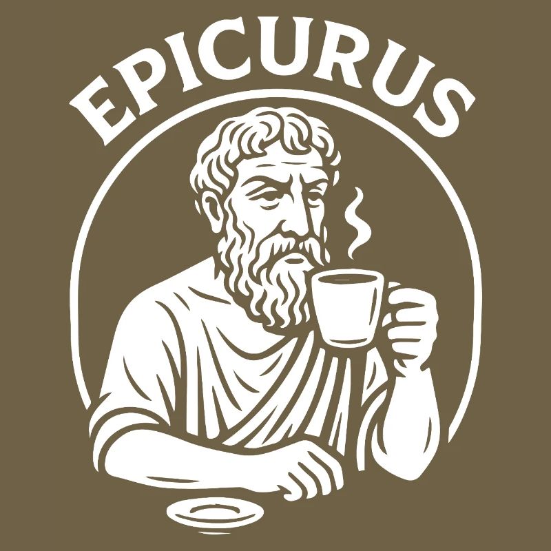 Epicurus Coffee Cup Philosophy Tee