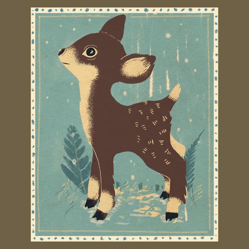 Cerfs dans la forêt rétro