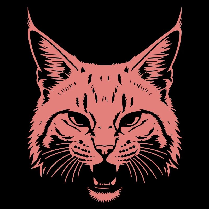 Hissing Cat – Wildcat Head Black & White
