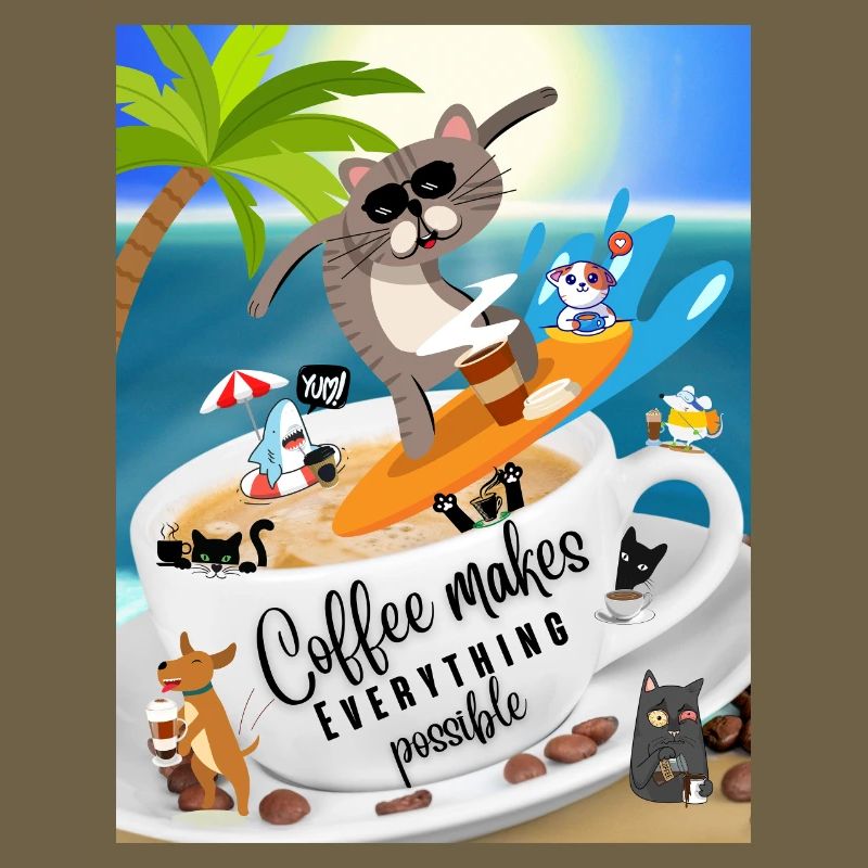Spruch Humor - Coffee makes Everything possible