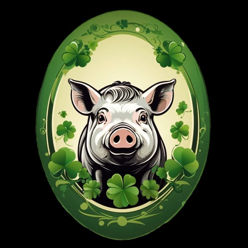 Cochon chanceux avec trèfles