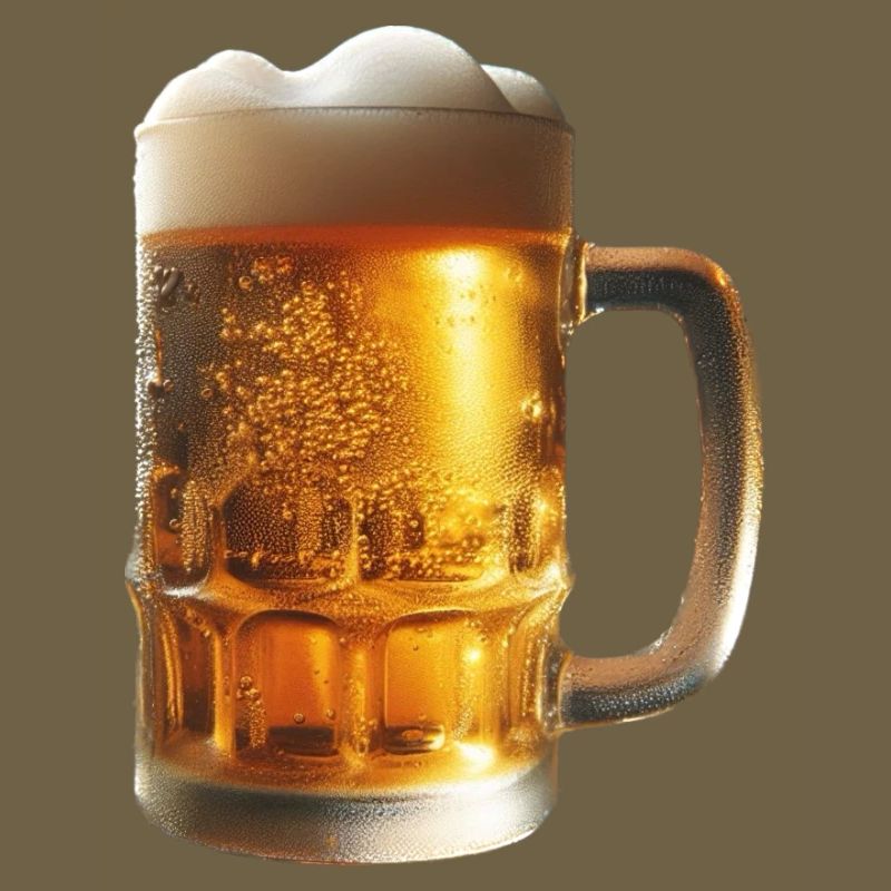 A cold beer in a beer mug