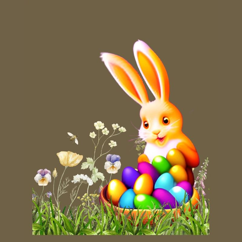 Osterhase mit bunten Eiern