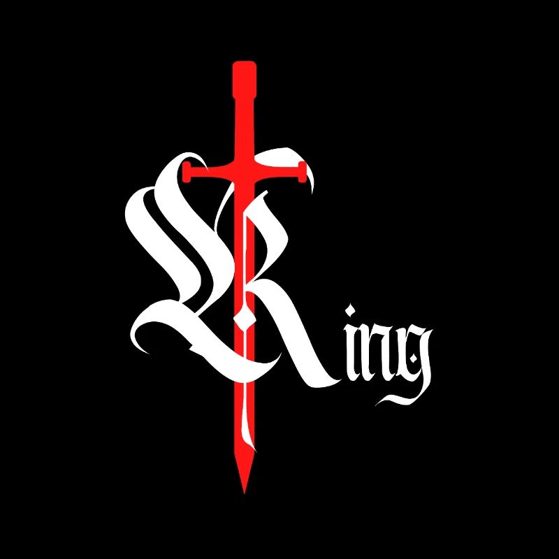 Gothic King Design mit schwertweißem Text