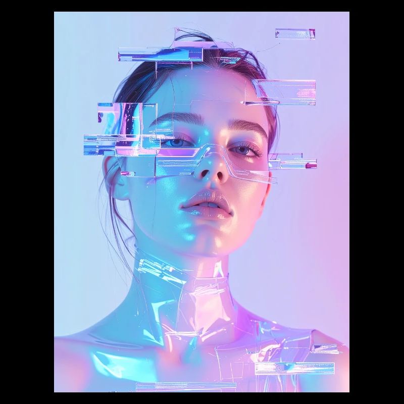 Irisierende Glitch Frau