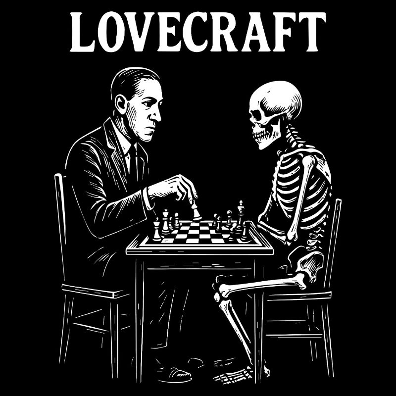HP Lovecraft Chess Duel avec squelette