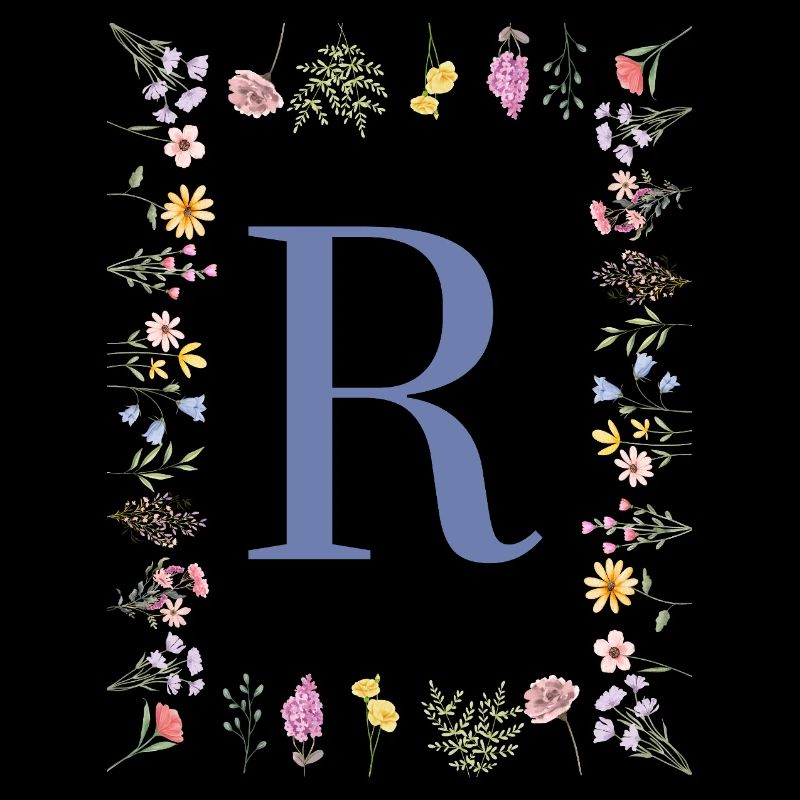 Floral Initialen "R", Buchstaben Monogramm