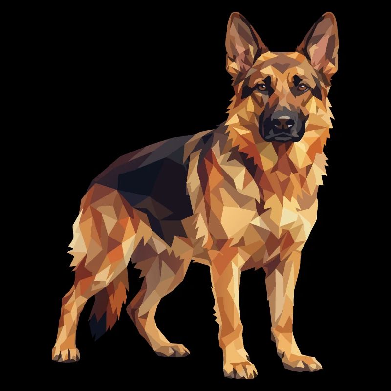 Geometrische Deutscher Schäferhund Low Poly Hundekunst