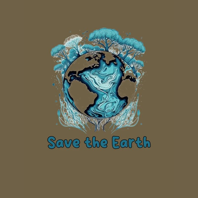 Earth Guardian: Teal Globe and Trees