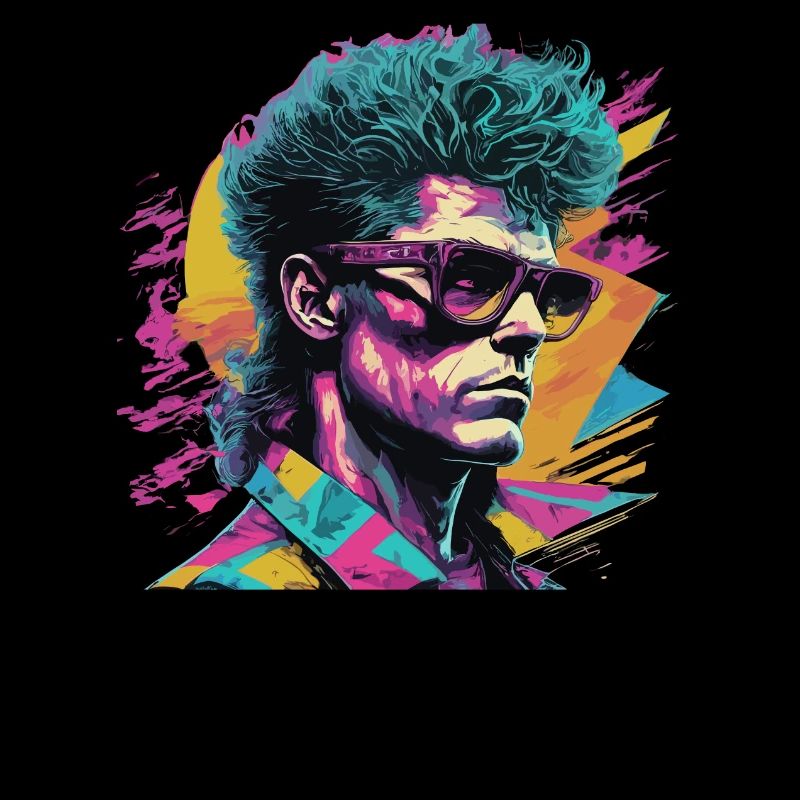 Retro Pop Art Portrait auf buntem Hintergrund