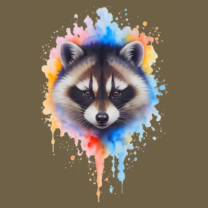 Aquarell Waschbär Farbexplosion