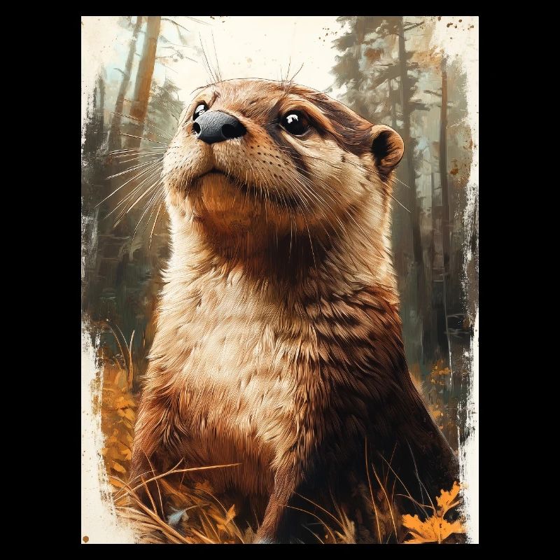 Otter im Wald - Vintage / Retro