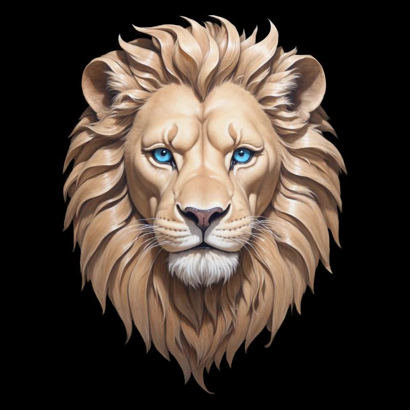 Majestueuse tête de lion aux yeux bleus