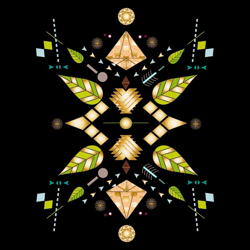 Symbol aus Blättern, Edelsteinen Optik & Geometrie