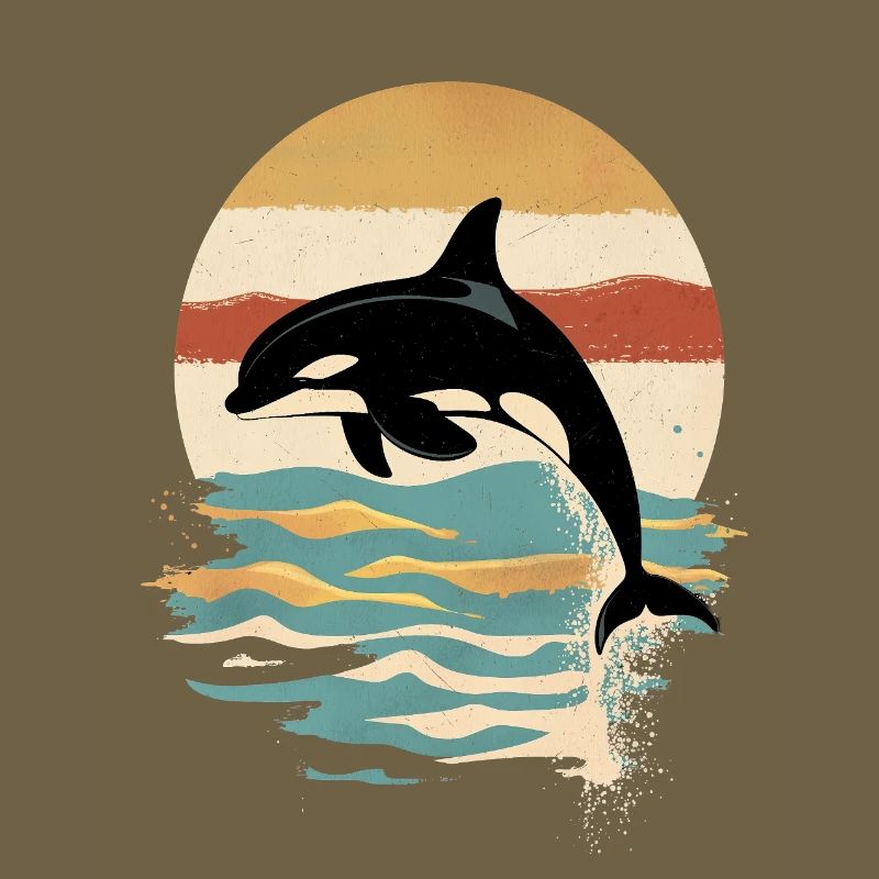 Orca Retro Sunset Ocean