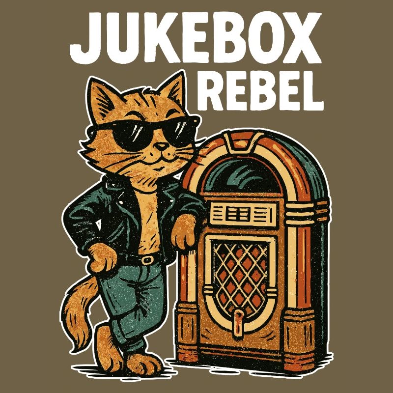 Rockabilly Jukebox Cool Cat Rebel Retro Gift