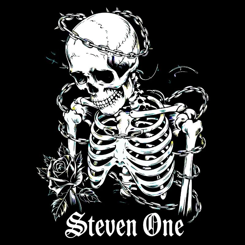 Skeleton with chain and flower