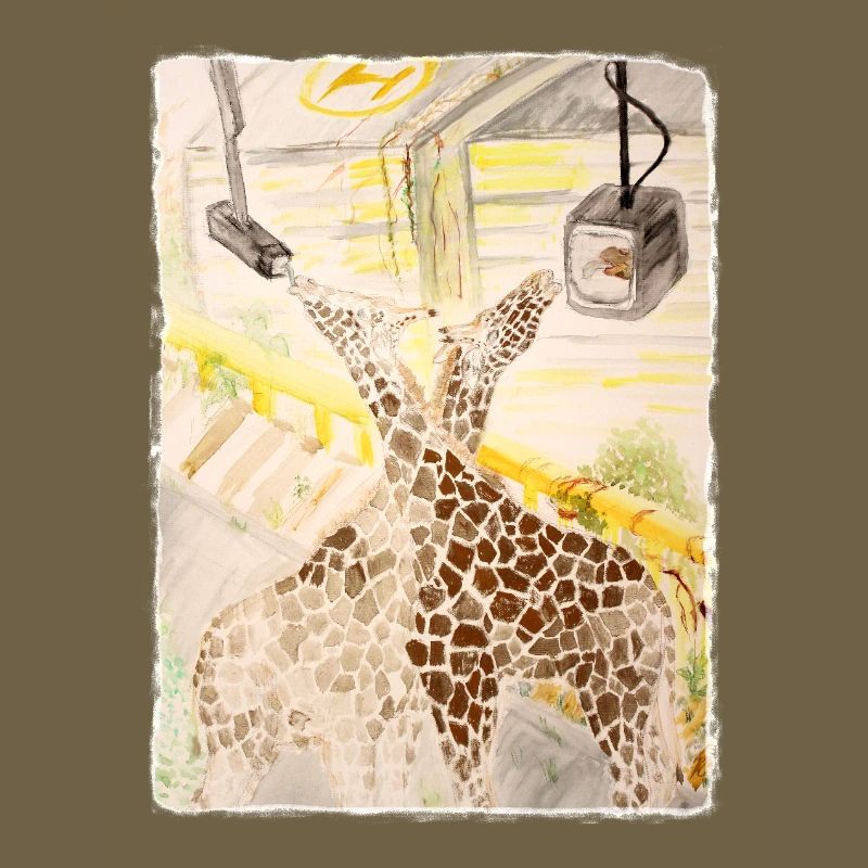 Giraffe im Neon-Transit