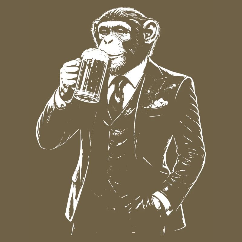 Kostüm-Affe schlürft Bier