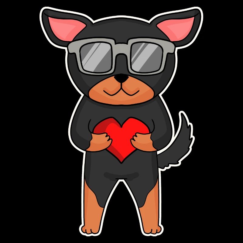 Lancashire Heeler mit Sonnenbrille und Herz