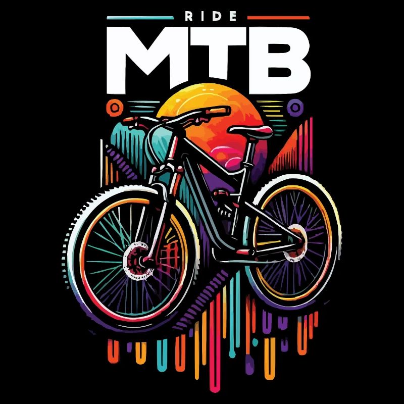Lebendiges MTB-Radfahren Sonnenuntergang Design