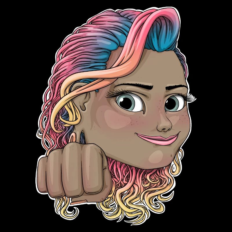 Lebendiges Regenbogenhaar Reva Empowerment Illustration