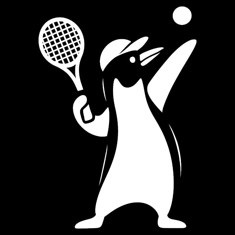 Minimalist Penguin Tennis Player Serve