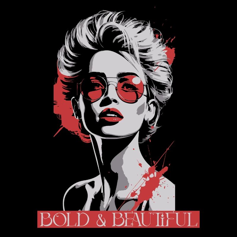 Icône féminine du pop art avec accent rouge