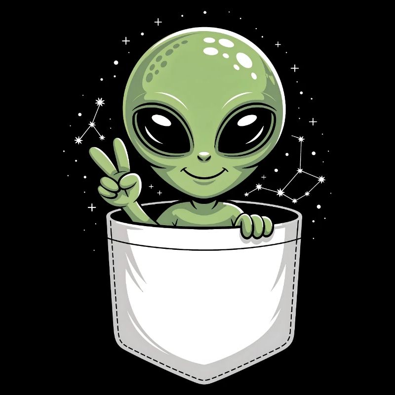 Niedliche Tasche Alien Cartoon mit Peace-Zeichen