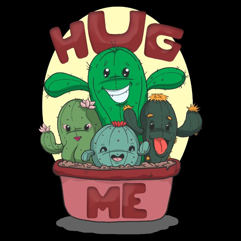 Funny Free Hugs Cactus Cartoon Design